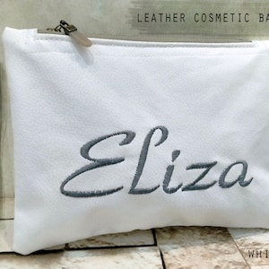 Leather Makeup Bag, Personalized Cosmetic Bag, Personalized Wedding Gift, Christmas Gift, Personalized gift for her, Best Friend Gift
