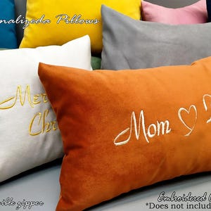 Personalized Pillow, Customized Pillow, Wedding gift, Housewarming gift, Cushion Cover, Velvet Pillow Cover, Embroidered Calligraphy Name