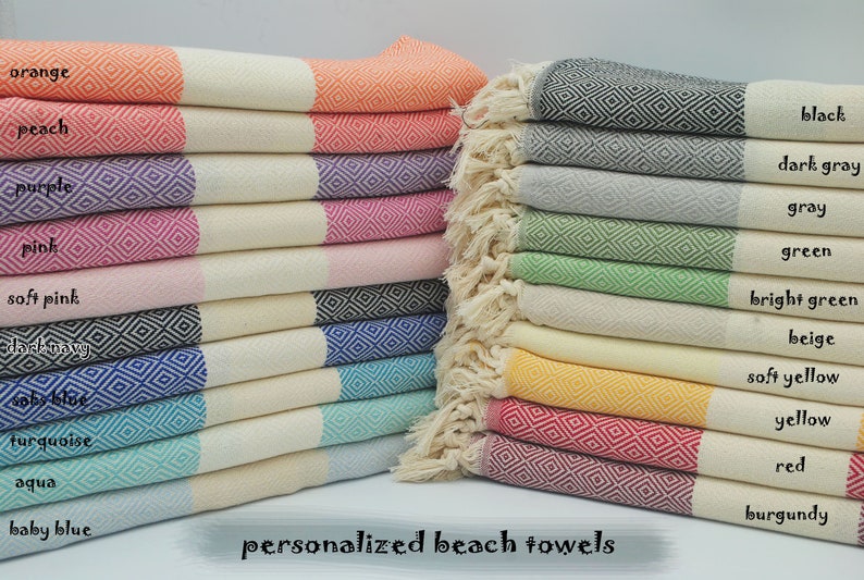 Personalized Turkish Beach Towel, Wedding Gifts, Bachelorette Party Gift, Wedding Favors, personalized gifts, bridesmaid beach towel gift 