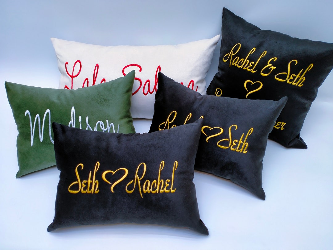 Custom Embroidered Pillow, Personalized Pillow Cover, Gift for Her