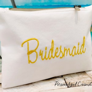 Leather makeup Bag, Personalized Bridesmaid Makeup Bag, Personalized Wedding Gift, Personalized gift for her, Best Friend Gift, Makeup Case