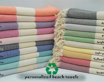 Personalized Turkish Beach Towel, Gift For Her, Wedding Gifts, Bachelorette Party, Cotton towel, Personalized Beach Gift, Bridesmaid Gift
