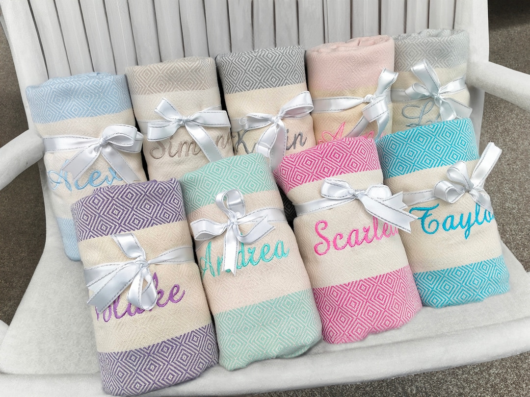 Personalized Beach Towel, Bachelorette Party Favors, Beach Towel, Personalized Gift, Bridesmaid ...
