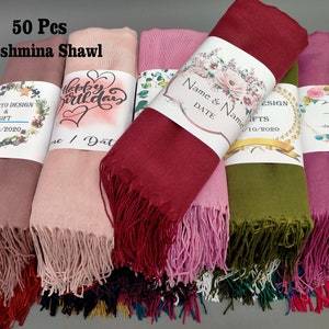 50 Pcs Personalized Pashmina Shawl, Wedding Scarf, Bridesmaid Shawl, Bridal Shower Favor, Bridesmaid Proposal, Personalized Wedding Gifts