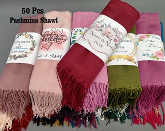 50 Pcs Personalized Pashmina Shawl, Wedding Scarf, Bridesmaid Shawl, Bridal Shower Gifts, Bridesmaid Proposal, Personalized Wedding favors