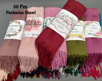 50 piezas chal pashmina personalizado, bufanda de boda, chal de dama de honor, favor de despedida de soltera, propuesta de dama de honor, regalos de boda personalizados