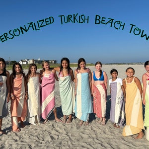 Bachelorette Party Favors, Embroidery Turkish Beach Towel, Custom Wedding Gift Towel, Personalized gift, Bridesmaid Gifts, Girls trip gift