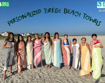 Bachelorette Party Favors, Embroidery Turkish Beach Towel, Custom Wedding Gift Towel, Personalized gift, Bridesmaid Gifts, Girls trip gift