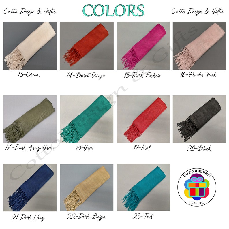 Pashminas pour écharpe de mariage, châle de demoiselle d'honneur, cadeaux d'invités, shower de mariage, proposition de demoiselle d'honneur, écharpe pashmina personnalisée, cadeaux de mariage image 8