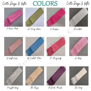 Pashminas pour écharpe de mariage, châle de demoiselle d'honneur, cadeaux d'invités, shower de mariage, proposition de demoiselle d'honneur, écharpe pashmina personnalisée, cadeaux de mariage image 7