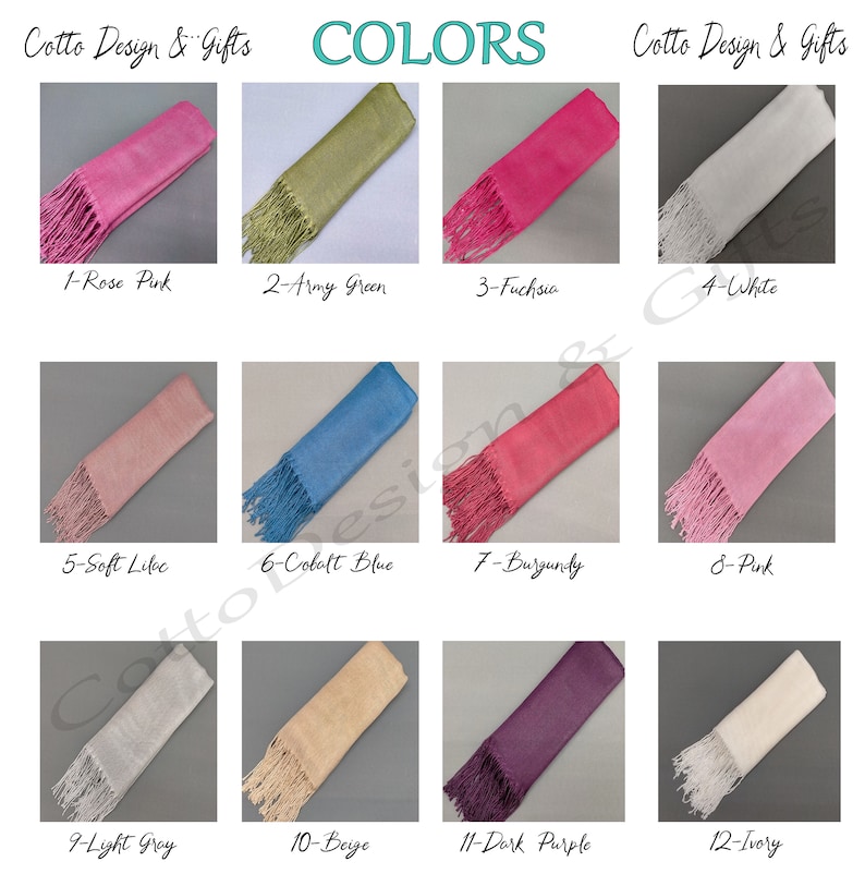 Pashminas pour écharpe de mariage, châle de demoiselle d'honneur, cadeaux d'invités, shower de mariage, proposition de demoiselle d'honneur, écharpe pashmina personnalisée, cadeaux de mariage image 7