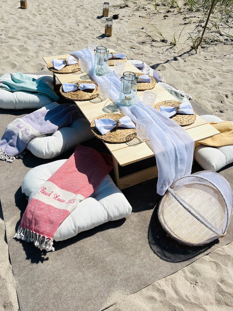 Turkisk strandhandduk, personlig handduk, brudtärnepresent, broderad bröllopspresent, möhippa, present till henne, lättviktig peshtemal bild 20