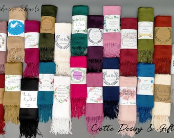 Pashminas für Hochzeiten, Schal, Brautjungfernschal, Deckenschal, Brautparty-Gastgeschenk, Brautjungfern-Vorschlag, personalisierter Pashmina-Schal Blush