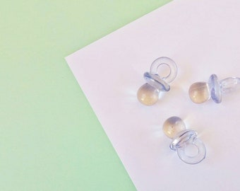 25 X CLEAR LILAC 31mm Dummy Charms Baby Shower Pram Charms GUMBALL