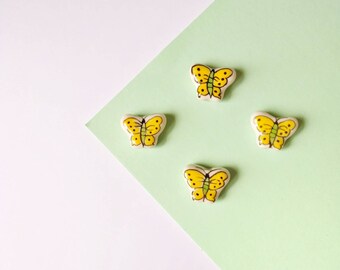 Ceramic Butterfly Beads, Handmade Beads For Crafts
