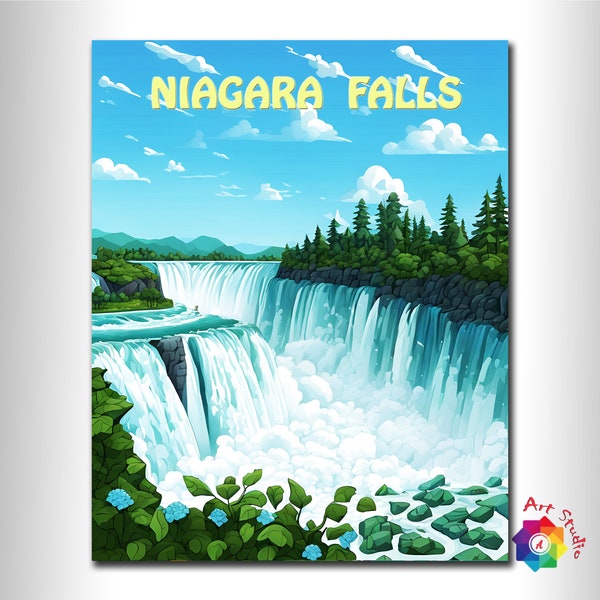 Niagara Falls Suspendu Home Decor New York Affiche de voyage Cadeau d’anniversaire Affiche d’art de voyage NIAGARA Ontario Niagara Travel Print Cadeau de mariage