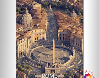 Travel Poster, Rome Gift Large Art Print, Wedding GIFT, ITALY Print, VINTAGE Poster, Rome Poster, Italian Architecture, Birthday Present