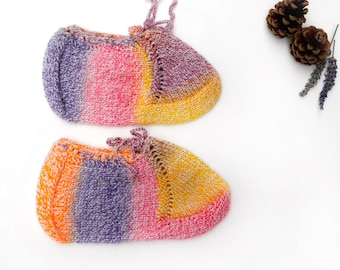 Hand knitted traditional style slipper socks | 2-4 UK size | 4-6 US size