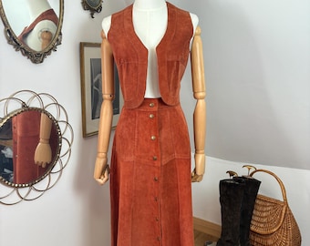 1970s Orange Suede Set