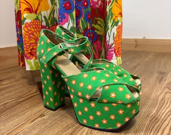 1970s Floral Platform Heels