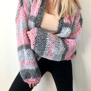 Handmade Striped Angora Blend Cardigan Colour (made to order)