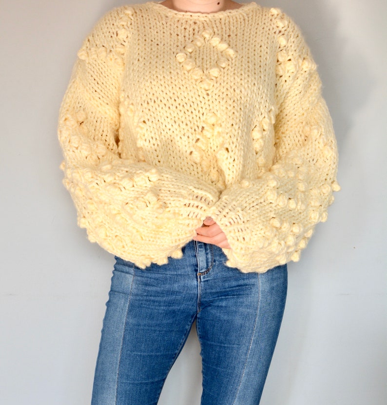 Heart Pom Pom Chunky Cardigan main image 1