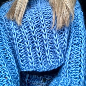 Chunky Knit Cropped Jumper Pattern, Beginner Friendly (PDF Pattern)