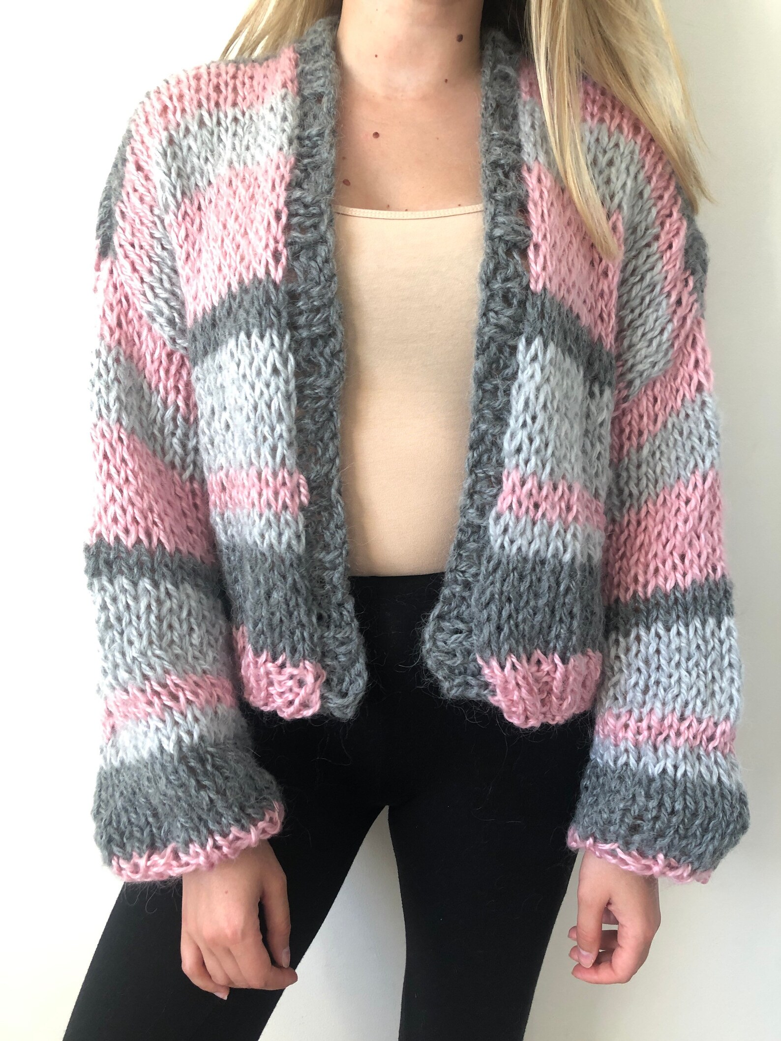 Handmade Striped Angora Blend Cardigan Colour made to order | Etsy