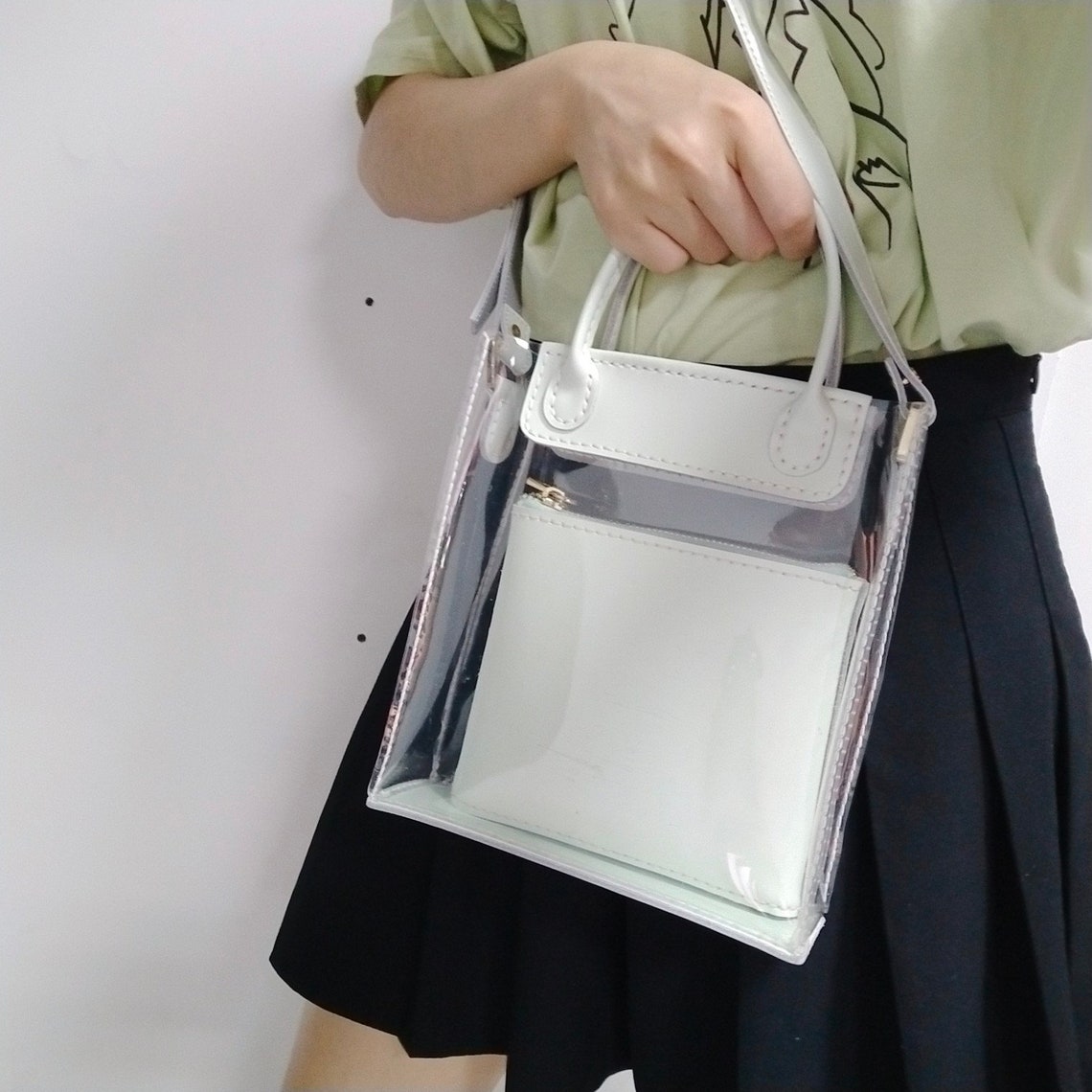 Clear Crossbody Purse Bag See Through Gym Zippered Tote Bag Etsy