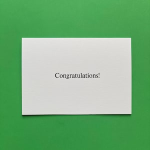 BIGLIETTO DI CONGRATULAZIONI » Carta tipografica stampata a mano con un'elegante tipografia