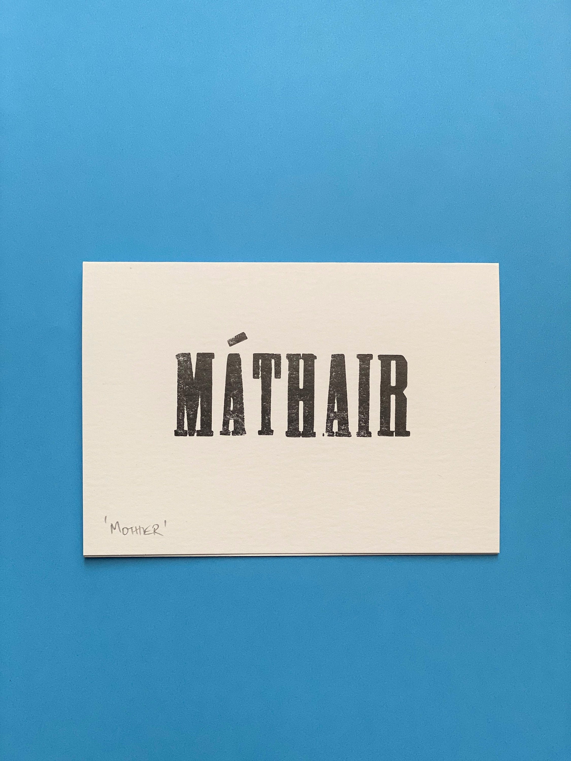 MOTHER Irish Language Card MATHAIR in Irish Gaelic Hand Etsy