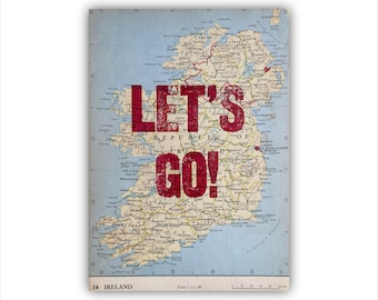 MAP print » Hand printed letterpress print over upcycled vintage map book » Pick a Country » Limited Edition