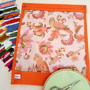 Sac à projet devant vinyle transparent pour Broderie Point de Croix rangement matériel de brodeuse fermeture éclair Oiseaux o