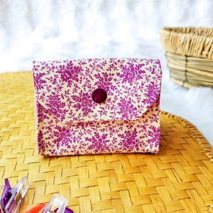 Mini garnpåse för broderi, sömnad, stickning, virkning, hålnål - rosa blommor