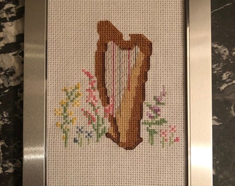 Harpe Cross Stitch Pattern - Téléchargement immédiat