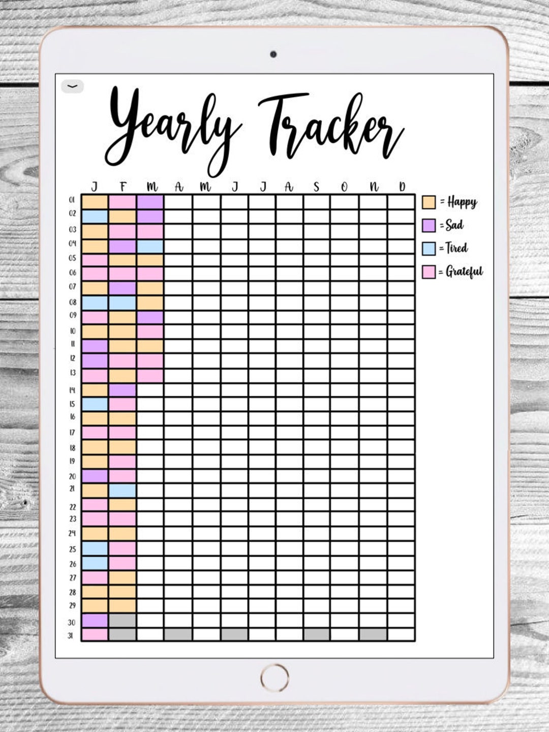 高質 PRINTABLE/DIGITAL Yearly Tracker Insert - Etsy カレンダー