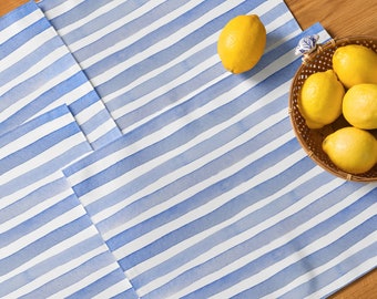 Striped Sea Blue Placemat Set of 4