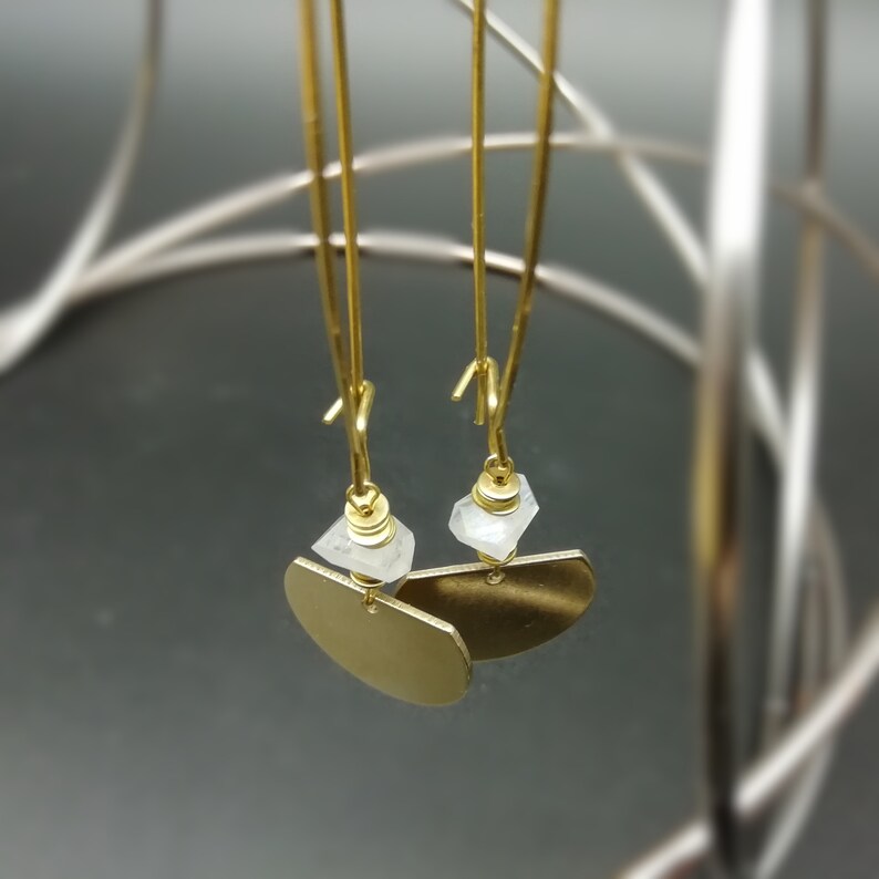 Moonstone earrings and raw brass Free/'ethnik Hoopstone
