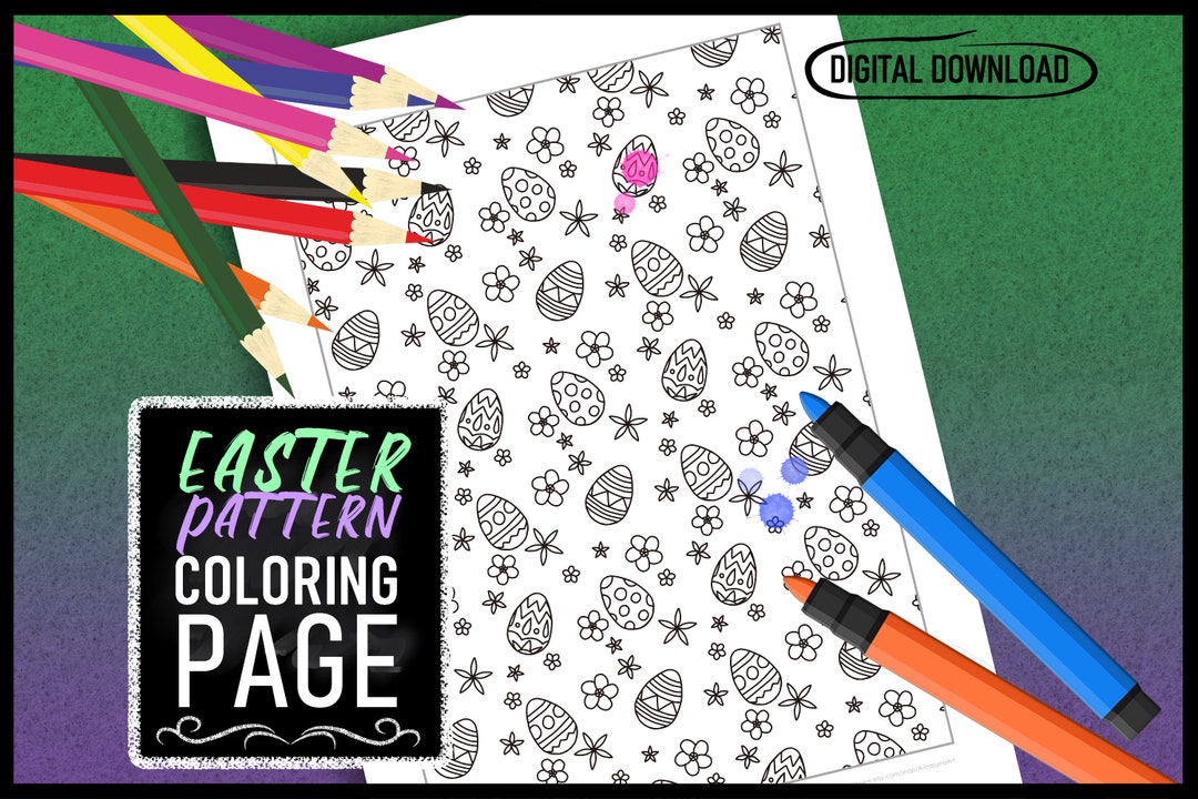 Easter Pattern 2, Digital Coloring Page, Printable, All-ages Coloring ...