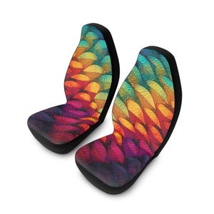 Colorful Leaf Car Seat Covers - Bohemian Style, Vibrant Automotive Decor, Unique Gift for Car Lovers, Custom Accessories, Summer Vibes