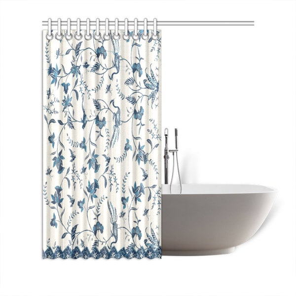 White Cotton Shower Curtain Etsy