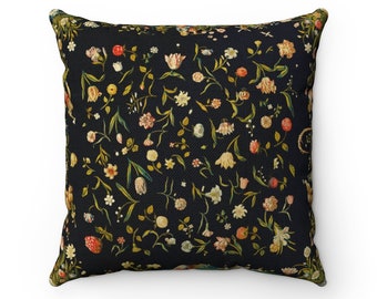 Vintage Floral Tapestry, Cottagecore, Boho, Polyester Square Pillow