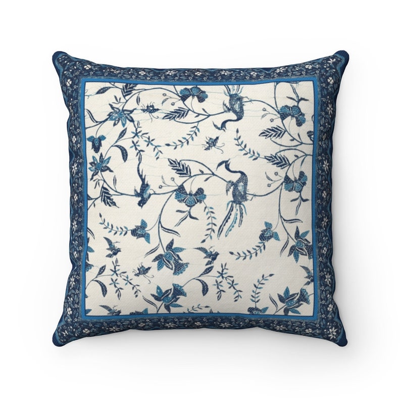 Blue & White Throw Pillow Cottagecore Vintage Floral Spun Etsy