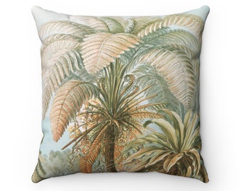 Cottagecore Throw Pillow, Botanicals, Palm Tree, Spun Polyester Square Pillow