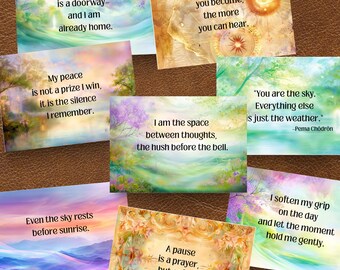 Printable Affirmation Cards for Inner Peace | Mindfulness Quote Cards | Spiritual Art Deck | Digital Download