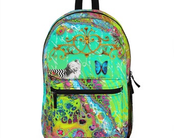 Cottagecore Backpack, Turquoise, Boho, Hippy, Backpack Bag(Made in USA)