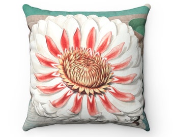Cottagecore Throw Pillow, Botanical, Water Lilly, Spun Polyester Square Pillow