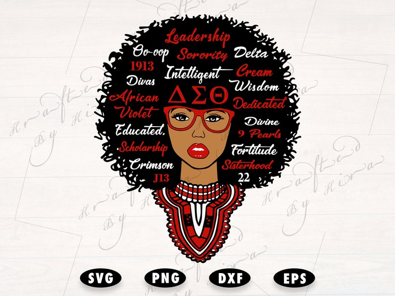 Download Delta Sigma Theta Sorority svg Afro Woman Glasses svg Black | Etsy
