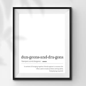 INSTANT DOWNLOAD Dungeons and Dragons Digital Download dnd Print Wall Decoration Geek Gamer Gift Art Decor DnD