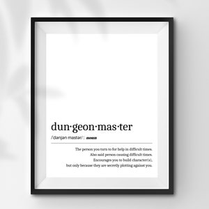 INSTANT DOWNLOAD Dungeons and Dragons Dungeon Master Digital Download dnd Print Wall Decoration Geek Gamer Gift Art Decor DnD